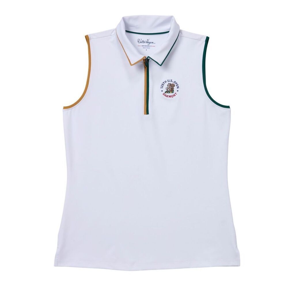 #154. Walter Hagen 2025 125th US Oakmont Golf Open Sleeveless 1/4 Zip Polo White